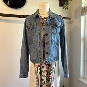 Levi's Vintage Y2K Light Wash Cotton Denim Heart Button Jacket Size Medium